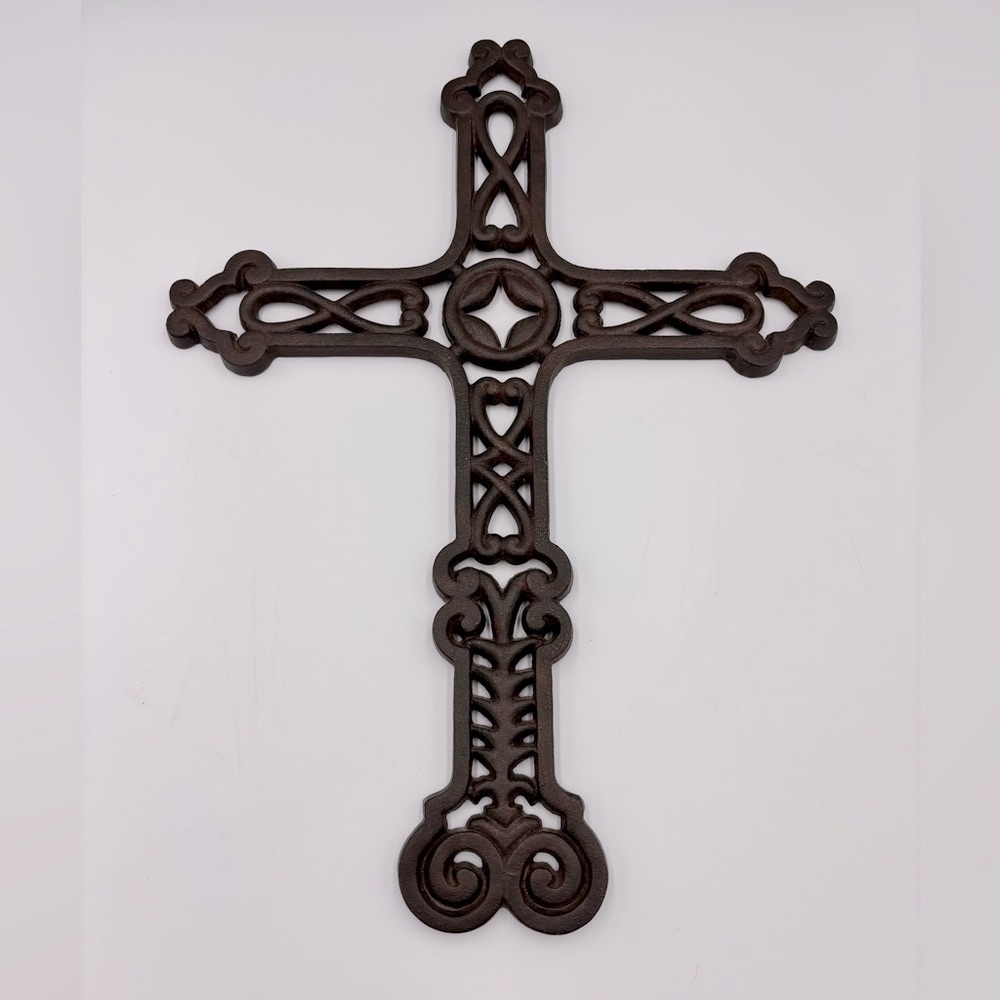 Vintage Rare Design Ornate Cast Iron Cross